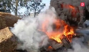 Les agriculteurs ont mis le feu devant l'aéroport Toulouse-Blagnac