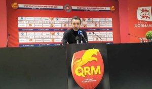 Football - Ligue 2. Réaction d'Olivier Echouafni après QRM - HAC