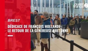 VIDÉO. Dédicaces de François Hollande à Brest : la jeune Bretonne a récidivé avec du fromage !