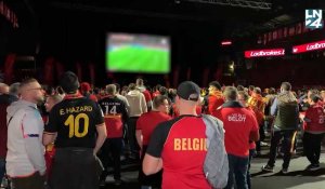 Les fans fêtent la victoire des Diables Rouges à Charleroi