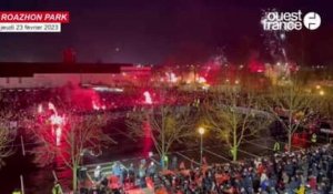 VIDÉO. L'incroyable feu d'artifice du RCK à l'arrivée du bus du Stade Rennais