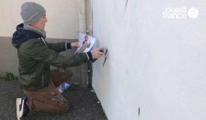 VIDÉO. À Quimper, le graffeur Hoz va recouvrir d'un portait l'une de ses œuvres abîmée, rue de la Providence