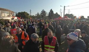 Retraites: rassemblement à la raffinerie de Lavéra à Martigues à l'appel de la CGT