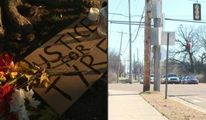 Mémorial improvisé et intersection présumée de l'arrestation fatale d'un Afro-Américain à Memphis