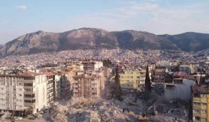 Vues aériennes des bâtiments ravagés par le séisme à Antakya, en Turquie