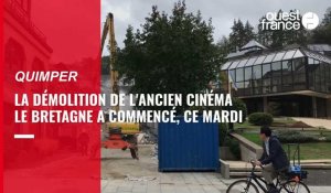 VIDÉO. Découvrez les images du premier jour de démolition du cinéma Le Bretagne, à Quimper