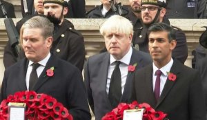 Rishi Sunak, Keir Starmer et Boris Johnson arrivent aux commémorations du "Dimanche du Souvenir"