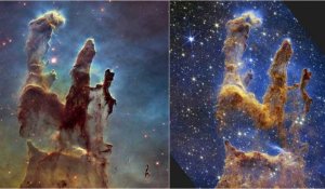 Les Piliers de la Terre, nids à étoiles, photographiés par le télescope James-Webb