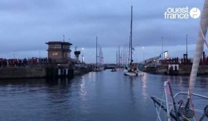  Route du Rhum. La parade des Class40 dans la baie de Saint-Malo avec Jules Bonnier