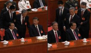 Chine/clôture congrès: l'ex-président Hu Jintao escorté vers la sortie