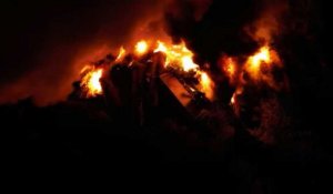 Images d'un incendie massif après le déraillement d'un train dans un village de l'Ohio