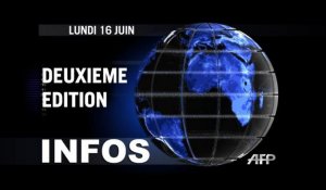 AFP - Le JT, 2ème édition du lundi 16 juin. Durée: 01:54