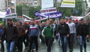 Manifestation de mineurs à Donetsk, dans l'Est de l'Ukraine