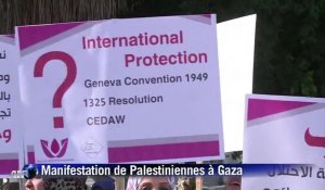 Des palestiniennes manifestent pour leurs droits à Gaza