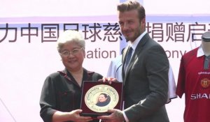 La star de foot David Beckham en visite en Chine