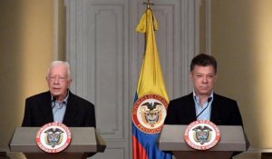 Jimmy Carter rencontre le président colombien à Bogota