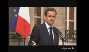 La déclaration de Sarkozy sur le perron de l'Elysée