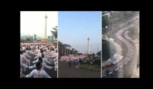 Le président et 65.000 Indonésiens participent à une &quot;danse poco-poco de masse&quot;