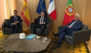 Bruxelles: réunion bilatérale entre Macron, Sanchez et Costa