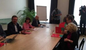 Négiociations entre David Pestieau(PTB), Laurette Onkelinx (PS) et Rudi Vervoort (PS) en vue de la formation du gouvernement régional bruxellois
