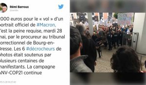 Premier procès de « décrocheurs » de portraits de Macron : des amendes de 1 000 à 2 000 euros requises