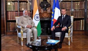 Emmanuel Macron au château de Chantilly avec le Premier ministre indien avant le G7