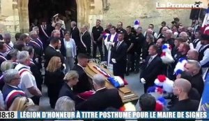 Obsèques du maire de Signes : Jacqueline Gourault remet la légion d'honneur à Jean-Mathieu Michel