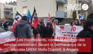 Réforme des retraites à Angers. Manifestation à la gare d'Angers