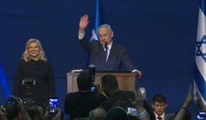 Israël/élections: Netanyahu arrive au QG du Likoud pour célébrer sa victoire