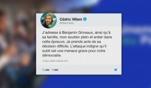 Retrait de Griveaux: Villani réagit sur Twitter en dénonçant "une menace grave pour notre démocratie"