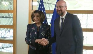 Charles Michel accueille Nancy Pelosi au Conseil européen