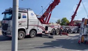 Relevage d’un camion-citerne accidenté à Soissons