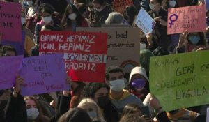 Istanbul : une manifestation féministe contre le retrait de la Turquie d'un traité protégeant les femmes