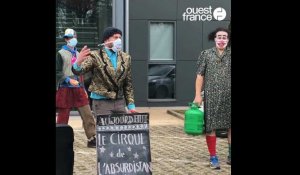 VIDÉO. Morlaix  : Les occupants du théâtre font leur cirque devant Pôle emploi