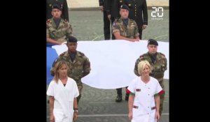 14-Juillet : Des soignants applaudis lors d'un défilé aux côtés des militaires 