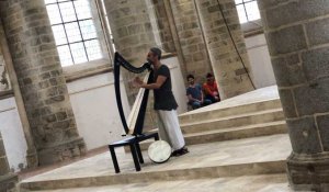 Jardin en scène à Coutances : la mélodie du harpiste de la troupe des rêveurs