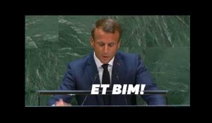 Emmanuel Macron s&#39;en est encore pris à son pupitre pendant son discours à l&#39;ONU