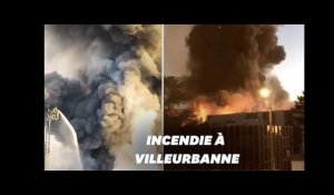 Les images de l&#39;incendie d&#39;un entrepôt à Villeurbanne