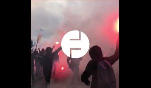 VIDÉO. Chants et fumigènes pour accueillir les joueurs d’Angers Sco avant le derby contre Nantes