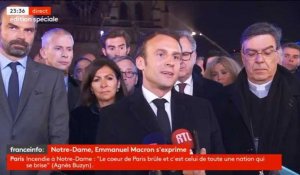 Emmanuel Macron ému par l'incendie de Notre-Dame de Paris 15/04/2019