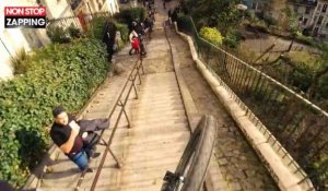VTT : une terrifiante mais impressionnante descente d'escaliers à Montmartre (vidéo)