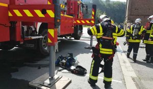 Intervention des pompiers dans l'entreprise Douchamps à Fumay