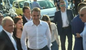 Mitsotakis, en tête des élections grecques, arrive au siège du parti