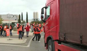 Transport routier: barrage filtrant à Saint-Martin-de-Crau près d'Arles
