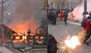 Retraites: des affrontements sur la place de la République à Paris