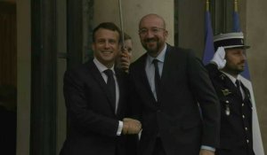 Emmanuel Macron reçoit Charles Michel, président élu du Conseil européen, à l'Elysée
