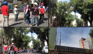 Les arbres tremblent et les Mexicains dans la rue après un séisme