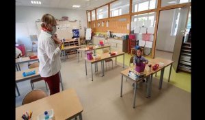 A Roubaix, à l'école Linne, premier jour de la réouverture de la maternelle