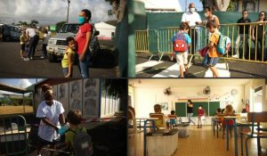 Déconfinement: des élèves reprennent l'école en Guadeloupe