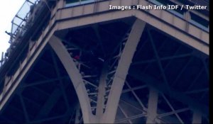 Suspendu dans les airs pendant 6 heures, le grimpeur de la Tour Eiffel a été maîtrisé 